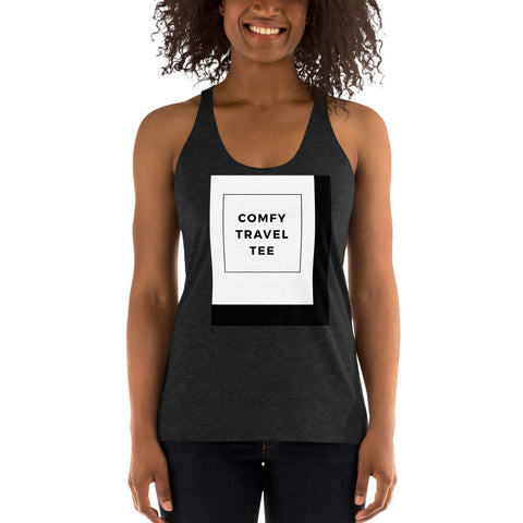 "Comfy Travel Tee" Women's Racerback Tank - Travel Becomes Me
