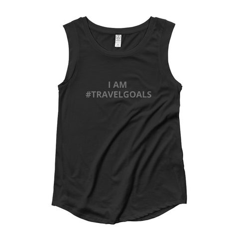 #TRAVELGOALS Ladies’ Cap Sleeve T-Shirt - Travel Becomes Me