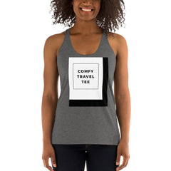 "Comfy Travel Tee" Women's Racerback Tank - Travel Becomes Me