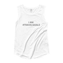 #TRAVELGOALS Ladies’ Cap Sleeve T-Shirt - Travel Becomes Me