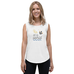 "Off to See The World" Ladies’ Cap Sleeve T-Shirt - Travel Becomes Me